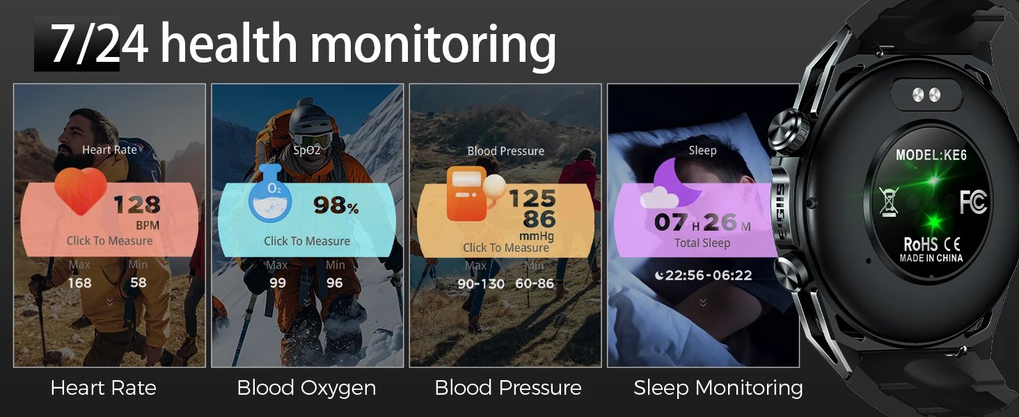 EIGIIS New Smart Watch Bluetooth Call Health Monitor IP68 Waterproof